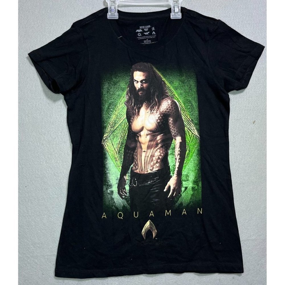 Justice League Aquaman Shirt Men Tee Black T-Shirt Cotton Medium